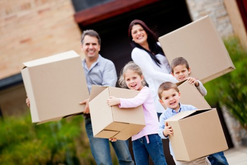 A Bermondsey commercial move team arranging office items at a new premises
