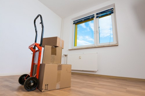 House movers planning access and parking on a Bermondsey street